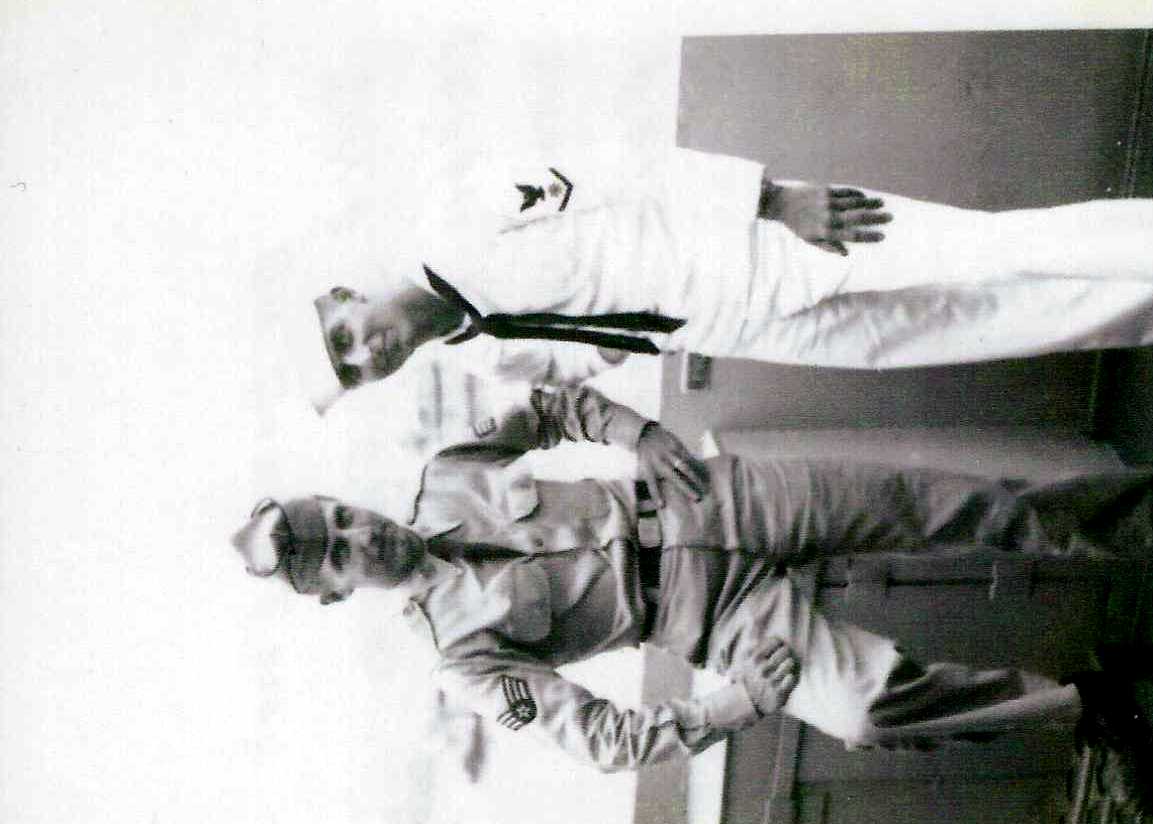 Emerson G. Dickson (right) and his brother A 1/C Floyd S. Dickson Jr. (left) during Memorial Day weekend in 1952 at Sasebo, Japan.