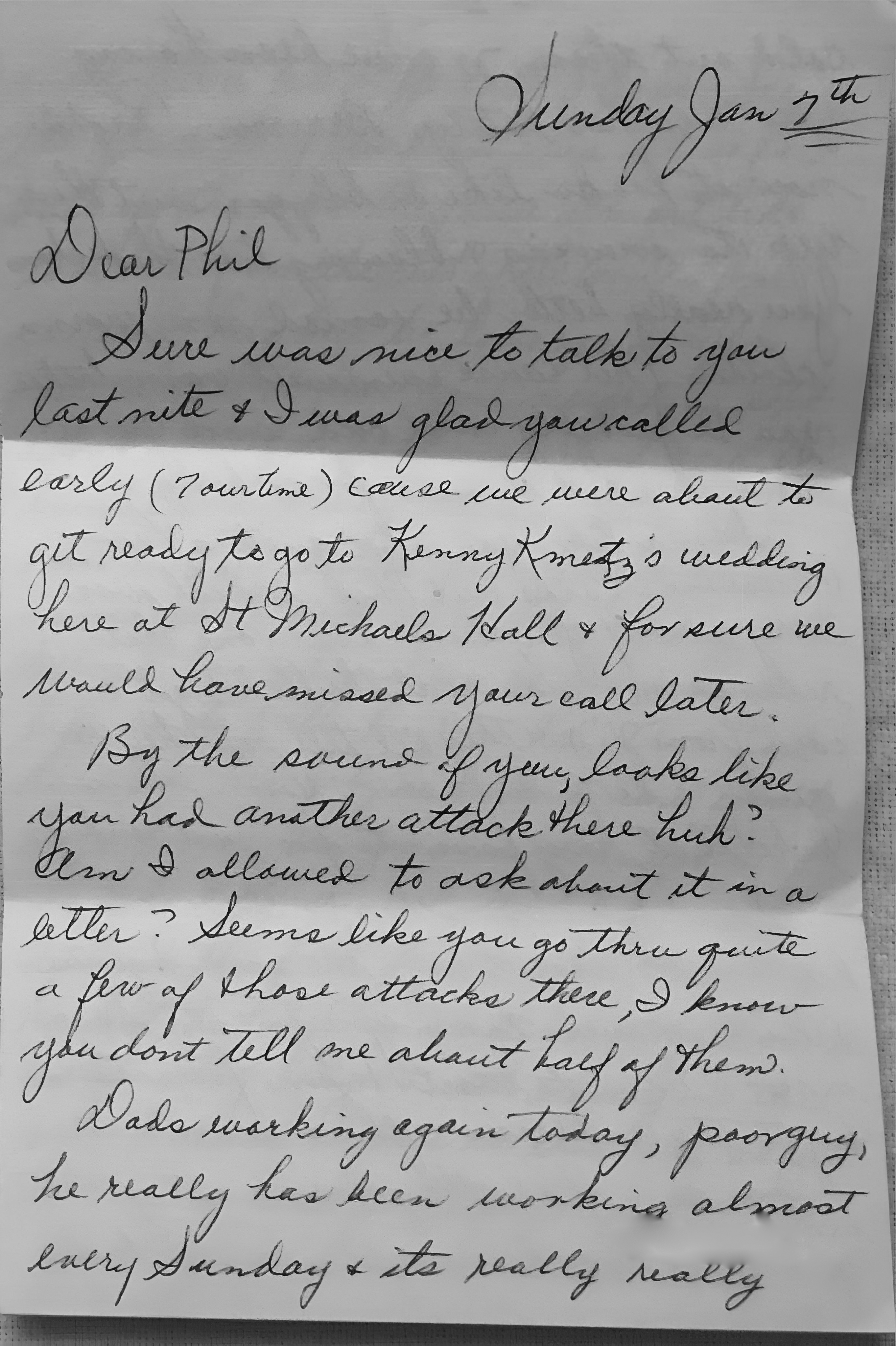 The first page of a letter sent to a solider aboard the USS Colorado. 