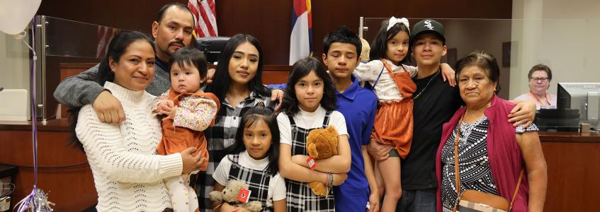 The Pedroza family poses on National Adoption Day.