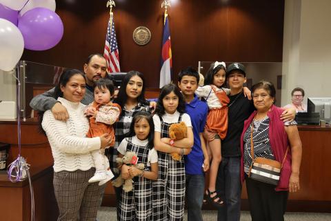 The Pedroza family poses on National Adoption Day.